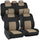 BDK PolyPro Car Seat Covers Full Set in Beige on Black – Front and Rear Split Bench Protection, Easy Install with Two-Tone Accent