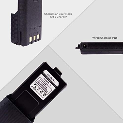 BaoFeng, BTECH BL-5L 3800mAh Li-ion Battery Pack, High Capacity Extended Battery for UV-5X3, BF-F8HP, and UV-5R Radios