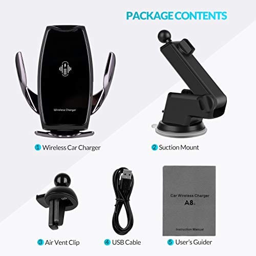 Car Phone Mount,Auto-Clamping Smart Sensor 10W Qi Fast Charging Car Front Windshield Dashboard Air Vent Phone Holder Compatible with iPhone12/12 pro max/Samsung S20/note 20 All 4.7-6.7 Inch Smartphone