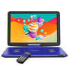COOAU 17.9“ Portable DVD Player with 15.6" Large Swivel Screen, 6 Hrs Long Lasting Built-in Battery, Region Free, Stereo Sound, with Remote Controller, SD+USB+AVin+AVout+Earphone Port. (Blue)