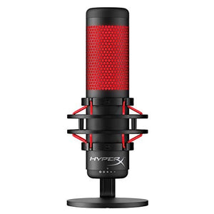 HyperX QuadCast - USB Condenser Gaming Microphone, for PC, PS4, PS5 and Mac, Anti-Vibration Shock Mount, Four Polar Patterns, Pop Filter, Gain Control, Podcasts, Twitch, YouTube, Discord, Red LED