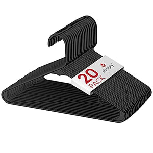 Sharpty Plastic Hangers Clothing Hangers Ideal for Everyday Standard Use (Black, 20 Pack)