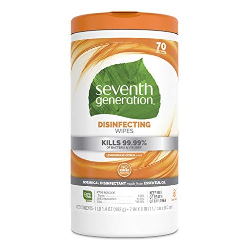 Seventh Generation Disinfecting Multi Surface Wipes, Botanical Disinfectant, 70 Count, Pack of 6