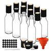 12 PCS 5 OZ Glass Bottle,WERTIOO Clear Oil Bottle Liquor Bottles Leak Proof Airtight Plastic Screw Cap Lids Shrink Capsule for Kitchen