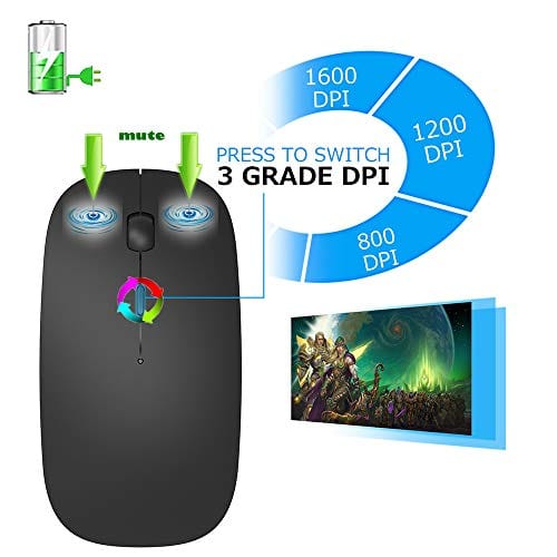 Rechargeable Bluetooth Mouse for MacBook pro/MacBook air/Laptop/iPad/iMac/pc, Wireless Mouse for MacBook pro