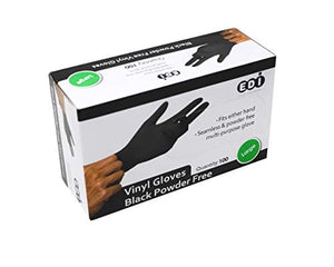 Powder-Free Vinyl Disposable Gloves, Black, 100-Pack (Medium)
