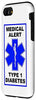 iPhone SE (2020) / 7 / 8 Medical Alert Type 1 Diabetes Blue Case