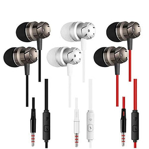 Earphones 3 Pack in-Ear Headphones with Microphone, Headset Stereo Sound Noise Isolating Tangle Free,3.5mm Wired Earbuds