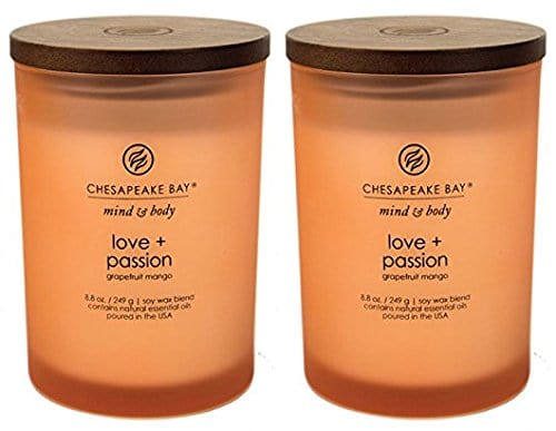 Chesapeake Bay Candle Scented Candles, Love + Passion (Grapefruit Mango), Medium (2-Pack)