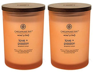 Chesapeake Bay Candle Scented Candles, Love + Passion (Grapefruit Mango), Medium (2-Pack)