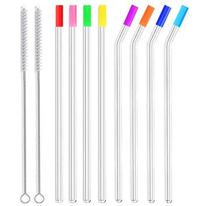 ALINK Skinny Clear Glass Straws, 10.5