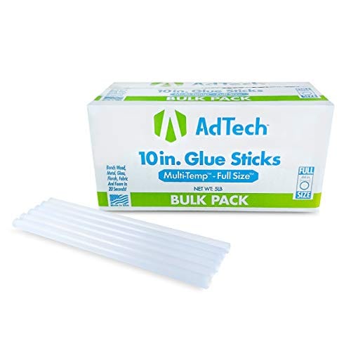 AdTech 10 inch Hot Sticks Full-Size Multi-Temp 5-lb BOX All-Purpose Glue Sticks-7/16 X10 5lb, 5 POUND, Clear, 5 Lbs