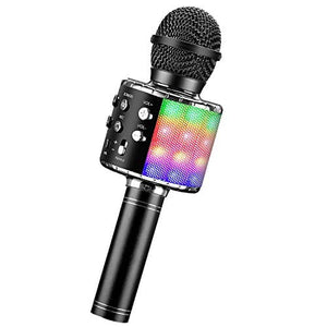 BlueFire Bluetooth 4 in 1 Karaoke Wireless Microphone with LED Lights, Portable Microphone for Kids, Girls, Boys and Adults (Black)