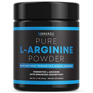 Havasu Nutrition Extra Strength L-Arginine Pre Workout Powder; 1200 mg Nitric Oxide Supplement for Muscle Growth and Energy; 30 Servings (3.7 G)
