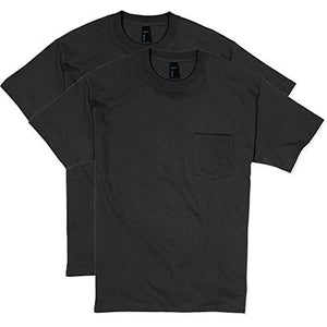 Hanes Men's 2 Pack Short Sleeve Pocket Beefy-T, Black, Medium