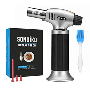 Sondiko Butane Torch, Refillable Kitchen Torch Lighter, Fit All Butane Tanks Blow Torch