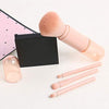 Small Makeup Brush Set Pink - 4 in 1 Portable Travel Lip Brush, Highlight Brush, Eyeshadow Brush, Foundation Blending Powder Brush Retractable Mini Facial Cosmetic Makeup Brush Set¡­