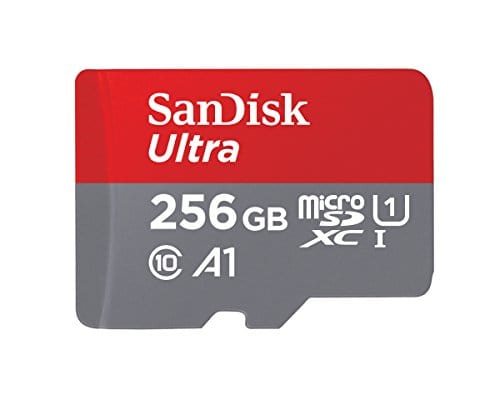 SanDisk 256GB Ultra microSDXC UHS-I Memory Card with Adapter - 100MB/s, C10, U1, Full HD, A1, Micro SD Card - SDSQUAR-256G-GN6MA