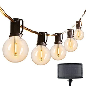 29Feet Solar String Lights Outdoor G40 Patio Lights with 25 LED Shatterproof Bulbs, 4 Light Modes, Weatherproof Hanging Lights