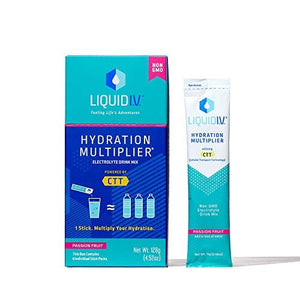 Liquid I.V. Hydration Multiplier - Passion Fruit - Hydration Powder Packets | Electrolyte Supplement Drink Mix | Low Sugar | Easy Open Single-Serving Stick | Non-GMO (Passion Fruit/8 Count)
