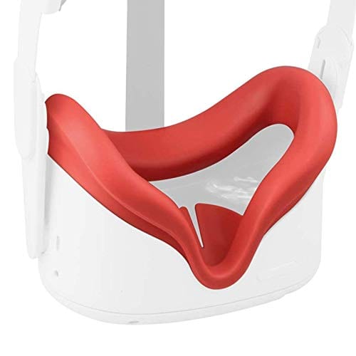 VR Face Cover and Lens Cover for Oculus Quest 2, Sweatproof Silicone Face Pad Mask & Face Cushion for Oculus Quest 2 VR Headset (Red)