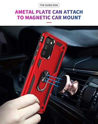 YZOK Galaxy A02S Case,Samsung A02S Case,with HD Screen Protector,[Military Grade] Ring Car Mount Kickstand Hybrid Hard PC Soft TPU