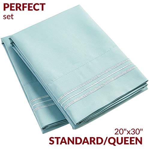 Mellanni Pillow Cases Standard Size Set of 2 - Pillow Covers - Hotel Luxury 1800 Bedding Sheets & Pillowcases - Wrinkle, Fade, Stain Resistant (Set of 2 Standard/Queen Size 20" x 30", Baby Blue)