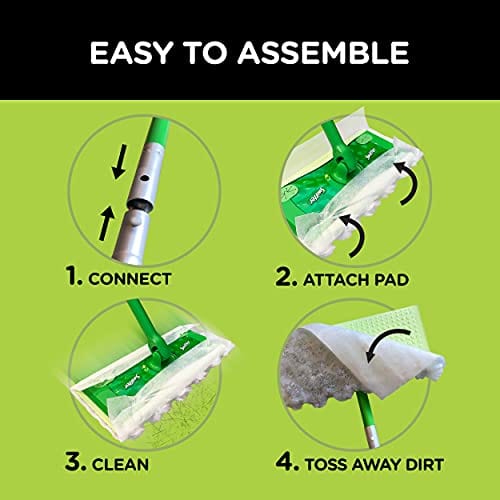 Swiffer Sweeper 2-in-1, Dry and Wet Multi Surface Floor Cleaner, Sweeping and Mopping Starter Kit. Includes 1 Mop + 19 Refills
