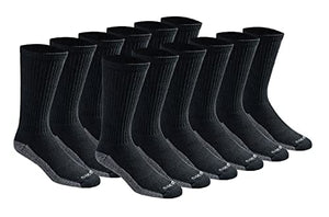 Dickies Men's Petite Dri-tech Moisture Control Crew Socks Multipack, Black (12 Pairs), Shoe Size: 5-9