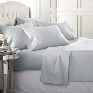 Danjor Linens Twin Size Bed Sheets Set - 1800 Series 4 Piece Bedding Sheet & Pillowcases Sets w/ Deep Pockets - Fade Resistant & Machine Washable - Ice Blue