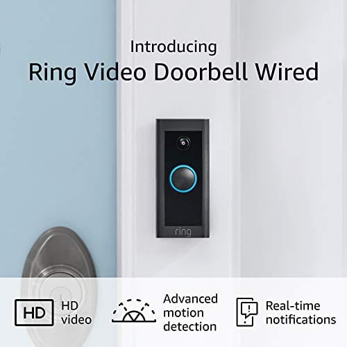 Introducing Ring Video Doorbell Wired – Convenient, essential features in a compact design, pair with Ring Chime to hear audio alerts in your home (existing doorbell wiring required) - 2021 release