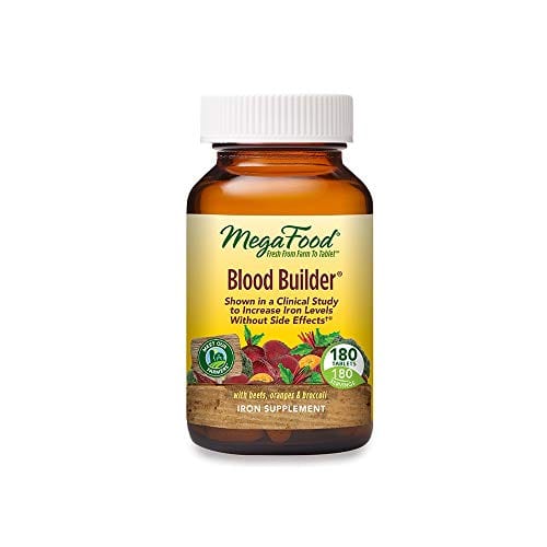 MegaFood Blood Builder - Iron Supplement for Energy Support with Vitamin B12 and Folic Acid - No Nausea or Constipation - 180 Tablets