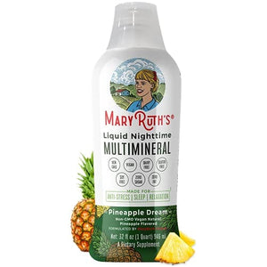 Liquid Sleep Multimineral w/Magnesium & Calcium Citrate by MaryRuth's | Pineapple Vegan Vitamins, Antioxidants, Minerals, MSM | Natural Calm & Stress Aid | No Melatonin, Non-GMO, Sugar Free 32oz