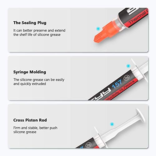 Thermal Paste, SYY 2 Grams CPU Paste Thermal Compound Paste Heatsink for IC/Processor/CPU/All Coolers, 15.7W/m.k Carbon Based High Performance, Thermal Interface Material, CPU Thermal Paste