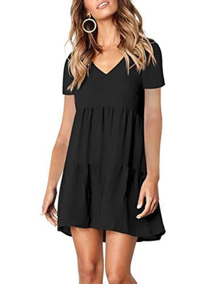 Amoretu Women Summer Casual T Shirt Sundress Beach Cover up Tank Dress Navy S