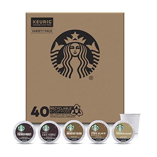Starbucks K-Cup Coffee Pods — Blonde, Medium & Dark Roast Variety Pack for Keurig Brewers — 1 box (40 pods total)