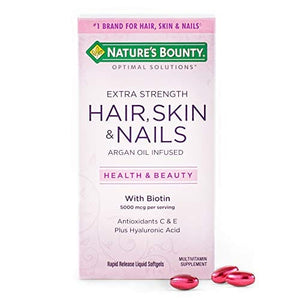 Extra Strength Hair Skin and Nails Vitamins by Nature's Bounty Optimal Solutions, with Biotin and Vitamin B, Supports Skin and Hair Health, 150 Count
