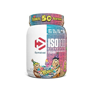 Dymatize ISO100 Hydrolyzed Protein Powder, 100% Whey Isolate Protein, 25g of Protein, 5.5g BCAAs, Gluten Free, Fast Absorbing, Easy Digesting, Birthday Cake, 1.6 Pound (packaging may vary)