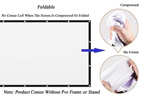 Mdbebbron 120 inch Projection Screen 16:9 HD Foldable Anti-Crease Portable Projector Movies Screen for Home Theater Outdoor Indoor Support Double Sided Projection