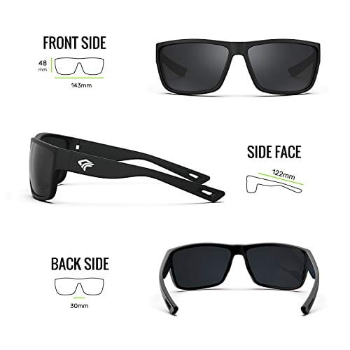 TOREGE Polarized Sports Sunglasses for Men and Women Cycling Running Golf Fishing Sunglasses TR26 (Black Frame & Grey Lens)