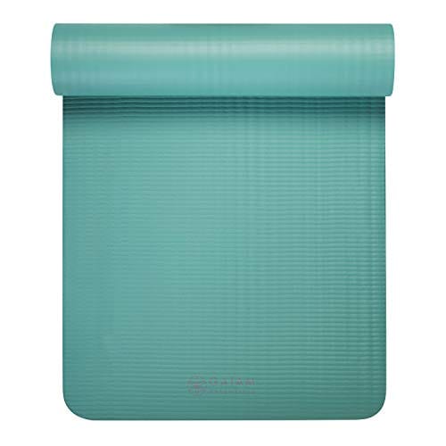 Gaiam Essentials Thick Yoga Mat Fitness & Exercise Mat With Easy-Cinch Yoga Mat Carrier Strap, Teal, 72"L X 24"W X 2/5 Inch Thick