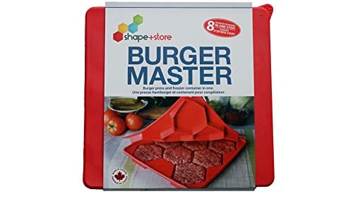 Shape+Store Burger Master 8-in-1 Innovative Burger Press, 8-Patty, Red