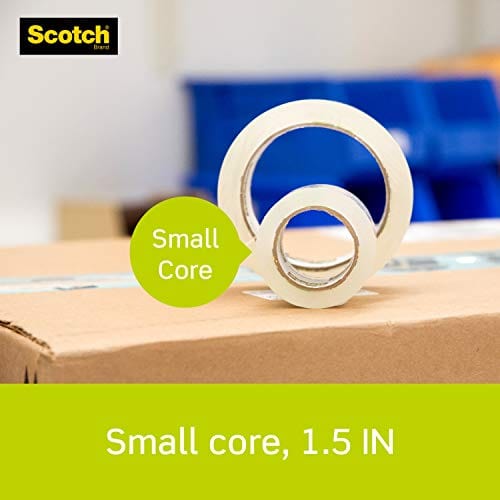 Scotch Sure Start Shipping Packaging Tape, 1.88" x 25 yd, Designed for Packing, Shipping and Mailing, No Splitting or Tearing, 1.5" Core, Clear, 6 Rolls (DP-1000RF6)