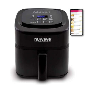 NuWave Brio 6-Quart Air Fryer with App Recipes (Black) Includes Basket Divider, One-Touch Digital Controls, 6 Easy Presets, Wattage Control, and Advanced Functions like SEAR, PREHEAT, DELAY, WARM and More (NEW UPDATED MODEL)