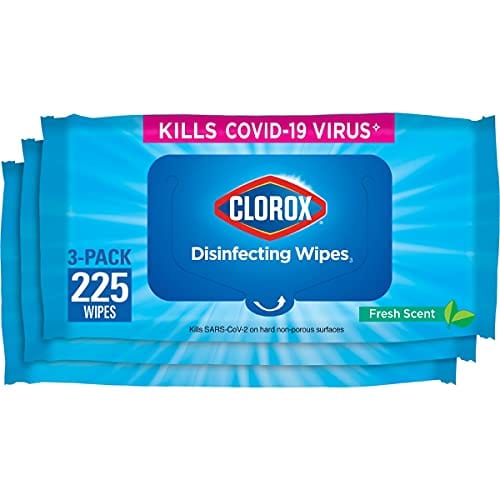 Clorox Disinfecting Wipes, Bleach Free Cleaning Wipes, Fresh Scent, Moisture Seal Lid, 75 Wipes, Pack of 3 (New Packaging)