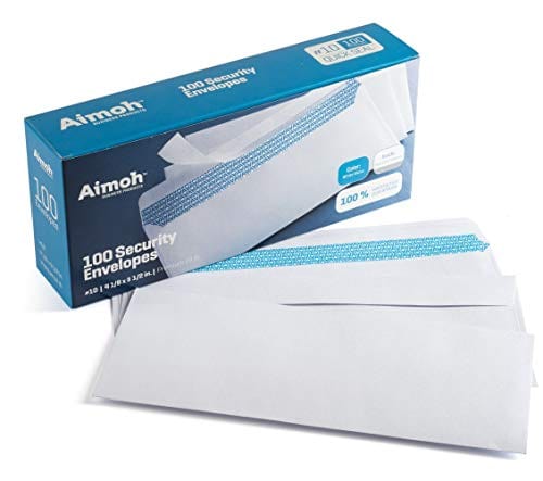 #10 Security Tinted Self-Seal Envelopes - No Window - EnveGuard, Size 4-1/8 X 9-1/2 Inches - White - 24 LB - 100 Count (34100)