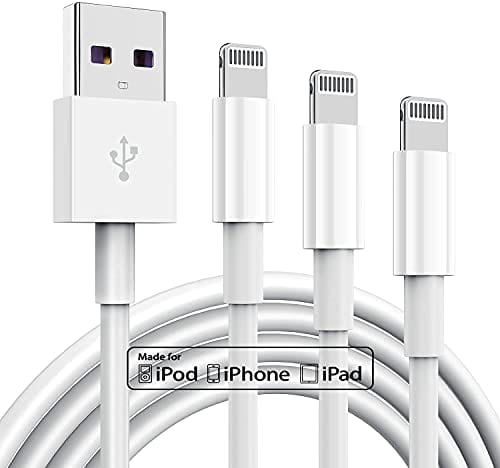 3 Pack Apple MFi Certified iPhone Charger Cable 6ft, Apple Lightning to USB Cable Cord 6 Foot, 2.4A Fast Charging,Apple Phone Long Chargers for iPhone 12/11/11Pro/11Max/ X/XS/XR/XS Max/8/7/6/5S/SE