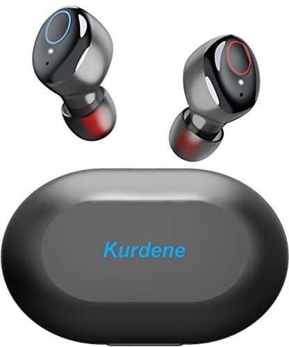Kurdene Wireless Earbuds,Bluetooth Earbuds with Charging Case Bass Sounds IPX8 Waterproof Sports Headphones with Mic Touch Control 24H Playtime -Black