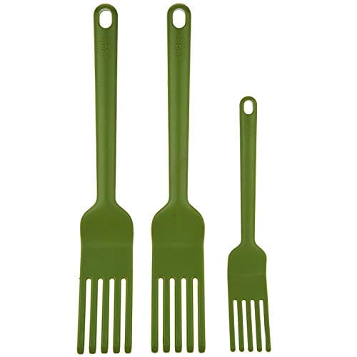 Kuhn Rikon Silicone Wrapped Steel Whisking Forks, Set of 3, Green