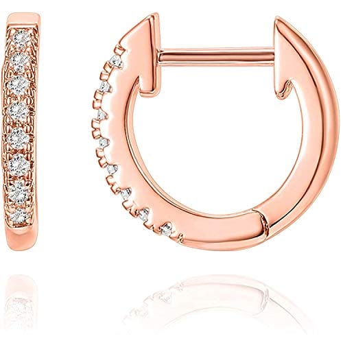 PAVOI 14K Rose Gold Plated Post Cubic Zirconia Cuff Earring Huggie Stud